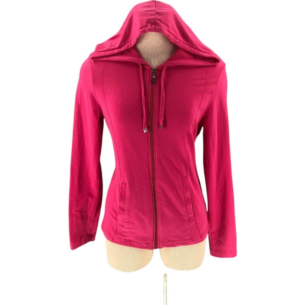 Danskin Girls Youth Sweater Medium 8-10 Pink Hoodie Full Zip Pockets Sweatshirt